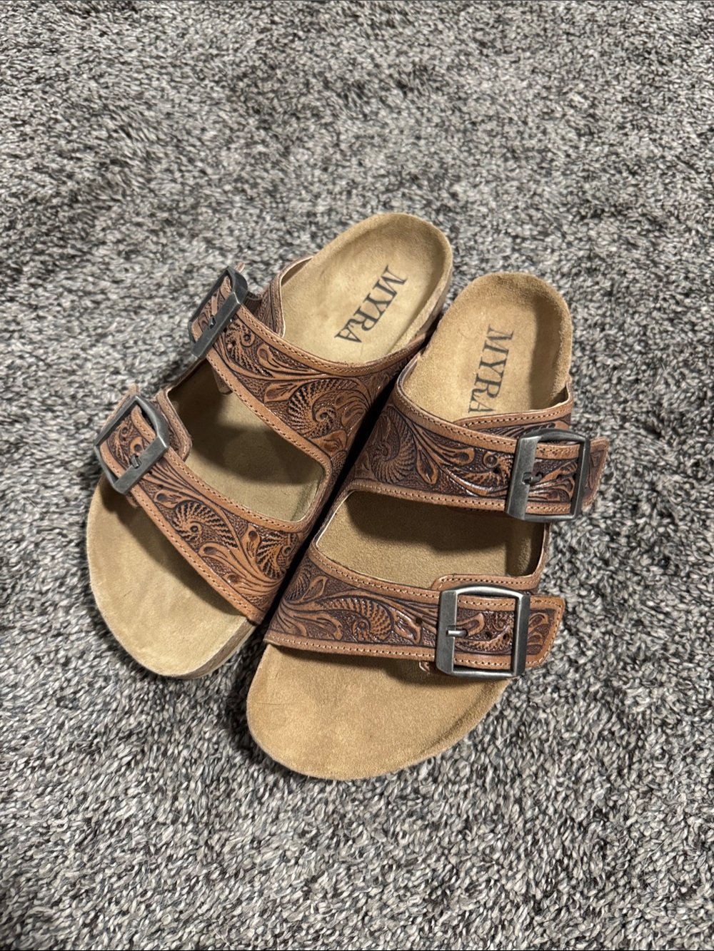 Myra Western Tooled Leather Sandals